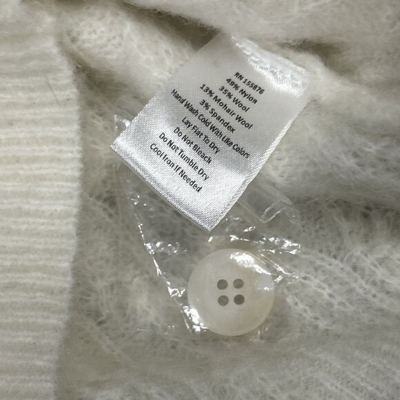 Spartina 449 Nadine Cardigan Sweater Womens XS Ivory Mohair Wool Button Front - Picture 6 of 9